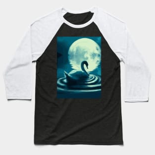 Swan in the Full Moon Baseball T-Shirt